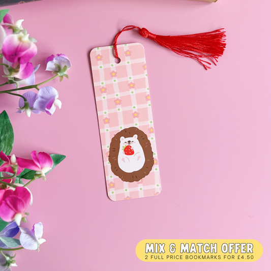 Hedgehog Bookmark - Cute Pink Bookmark with Co-Ordinating Tassel
