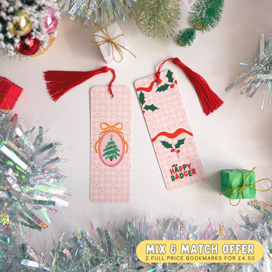 Christmas Tree Bookmark - Christmas Pattern Bookmark with Co-Ordinating Tassel