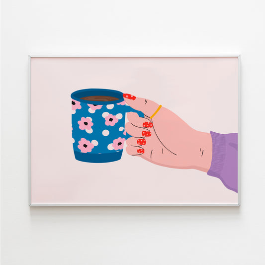 Hand Holding Mug Print
