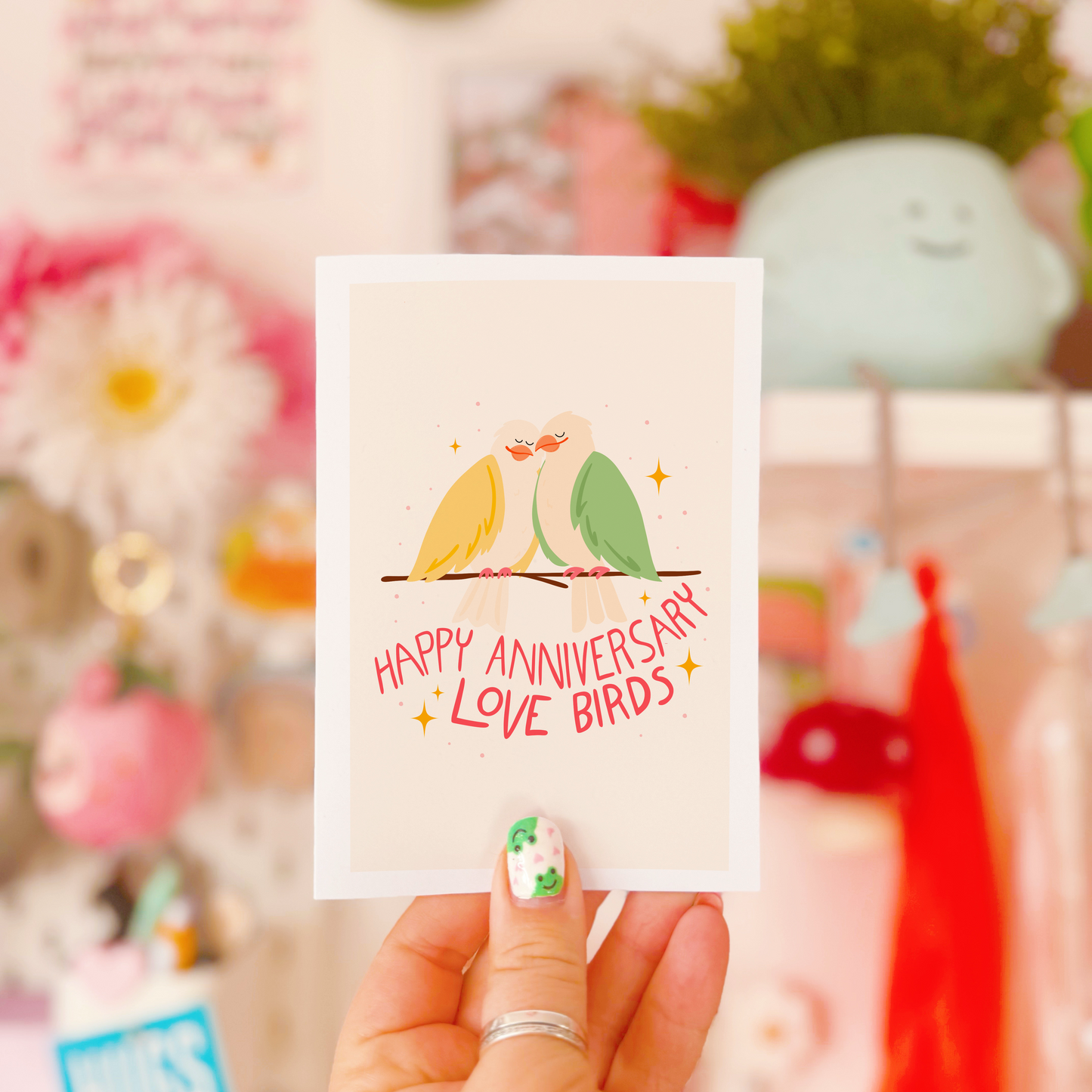 Happy Anniversary Love Birds Card - A6 Greetings Card