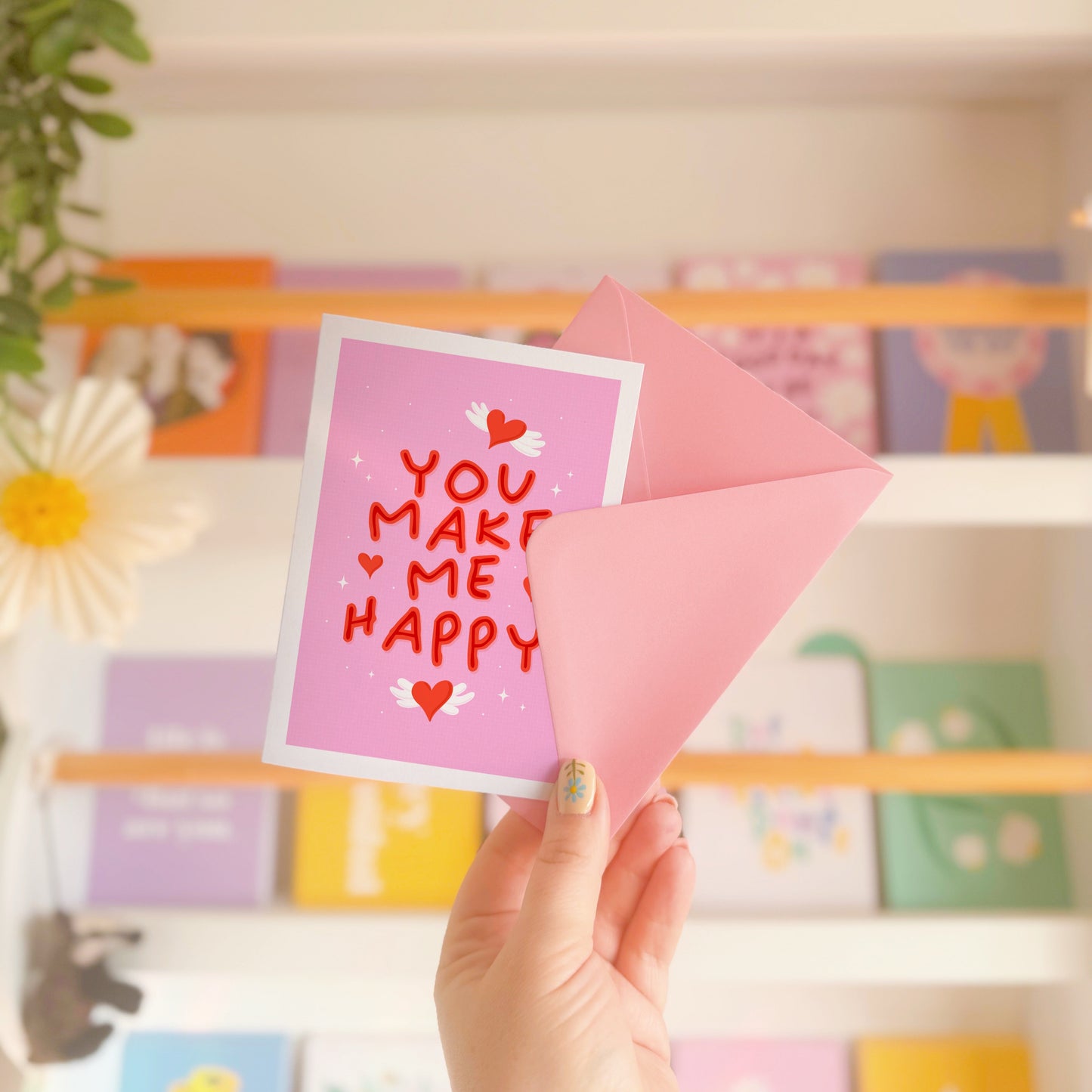 You Make Me Happy - Love Themed Greetings Card - A6 Size