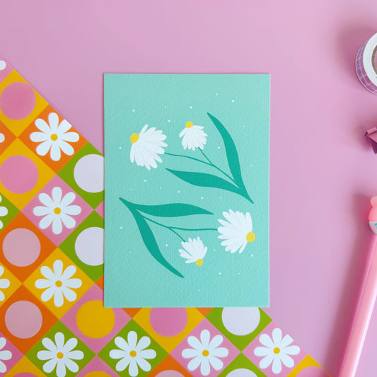 Two Daisy Stems Luxury Postcard