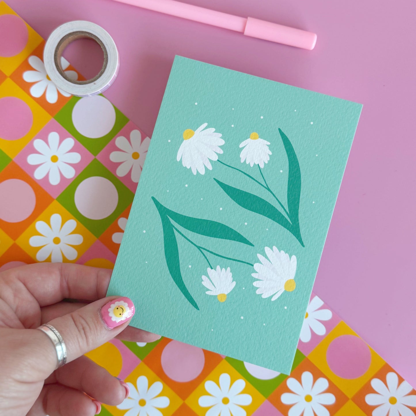 Two Daisy Stems Luxury Postcard