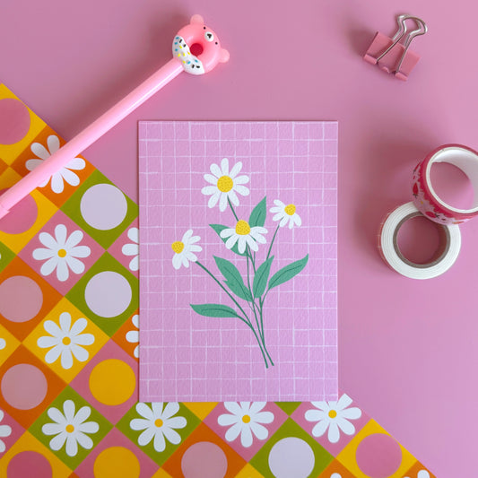 Bunch of Daisies Luxury Textured Postcard