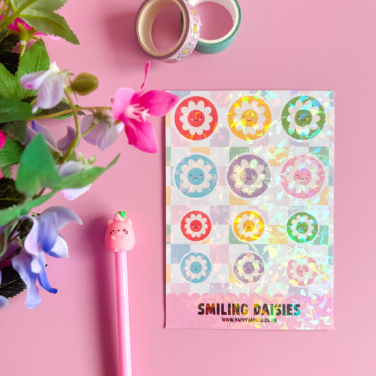 Smiling Daisies - Holographic Mini Sticker Sheet