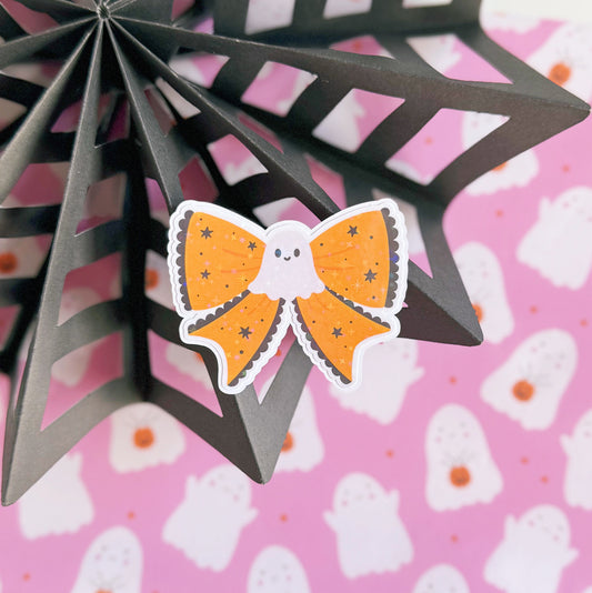 Ghost Bow Sticker - Halloween Holographic Sticker