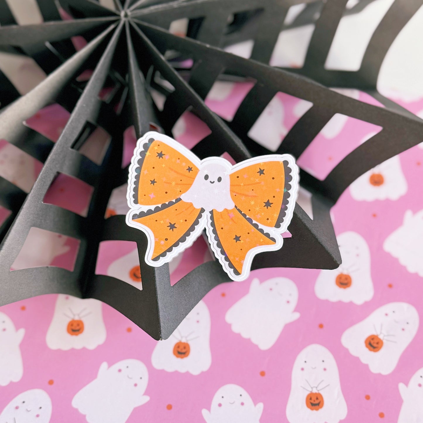 Ghost Bow Sticker - Halloween Holographic Sticker