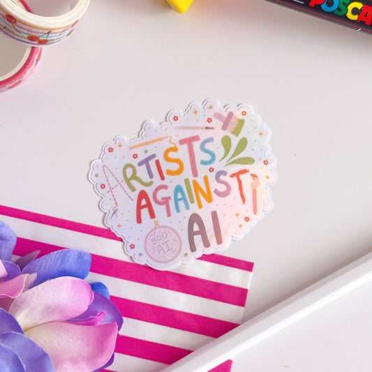 Artists Against Ai Art Sticker - Funny Holographic Sticker