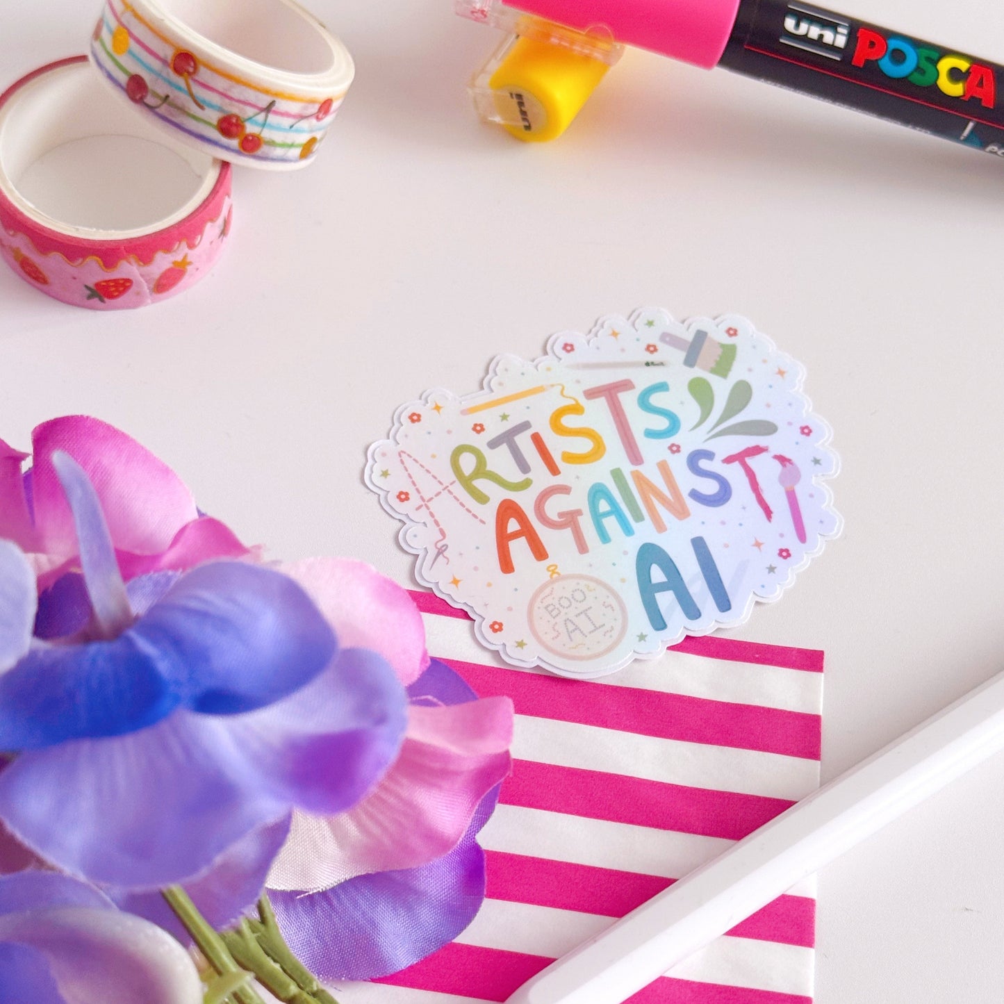 Artists Against Ai Art Sticker - Funny Holographic Sticker