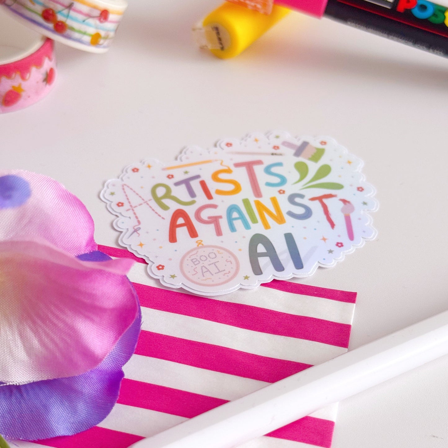 Artists Against Ai Art Sticker - Funny Holographic Sticker