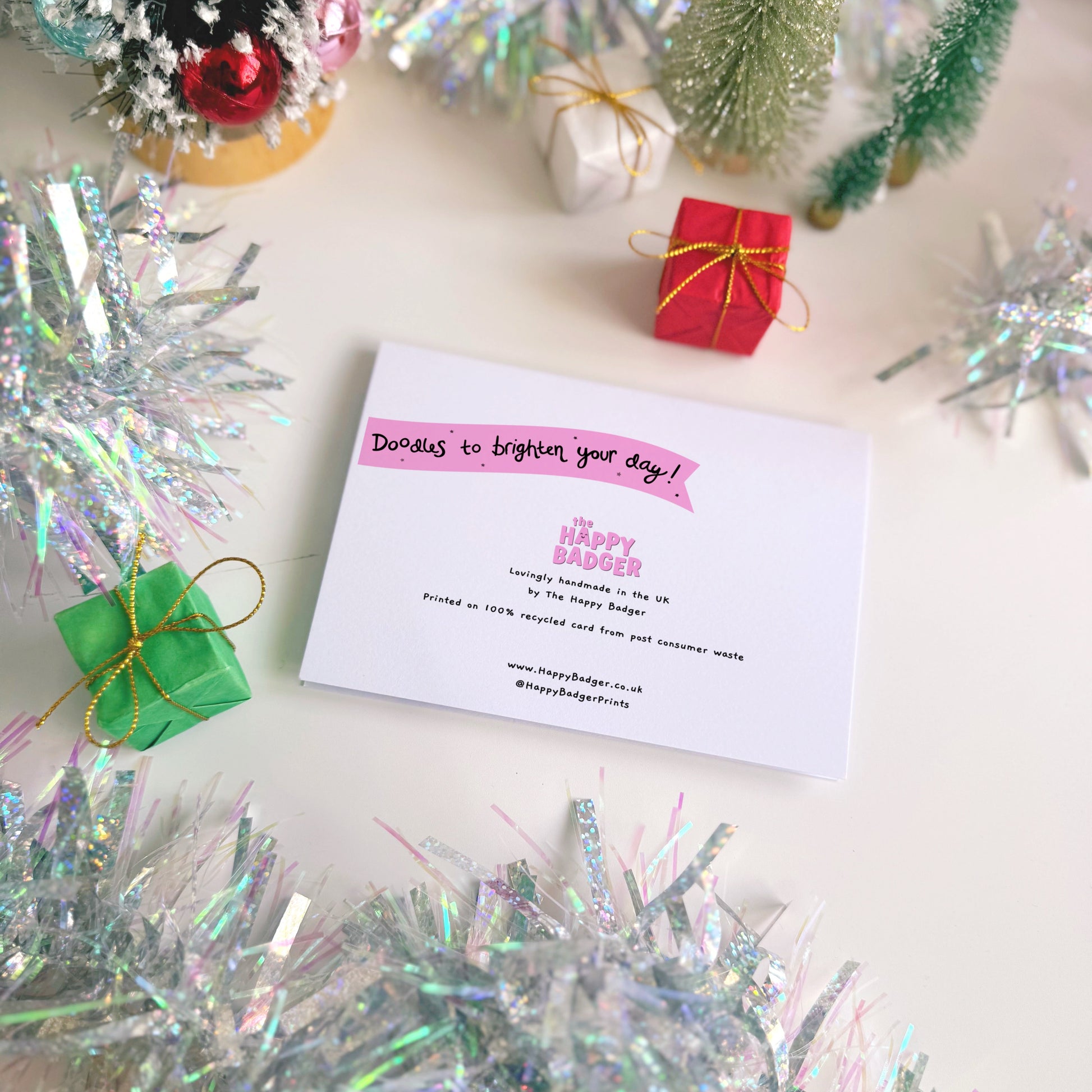 The back of a Christmas card