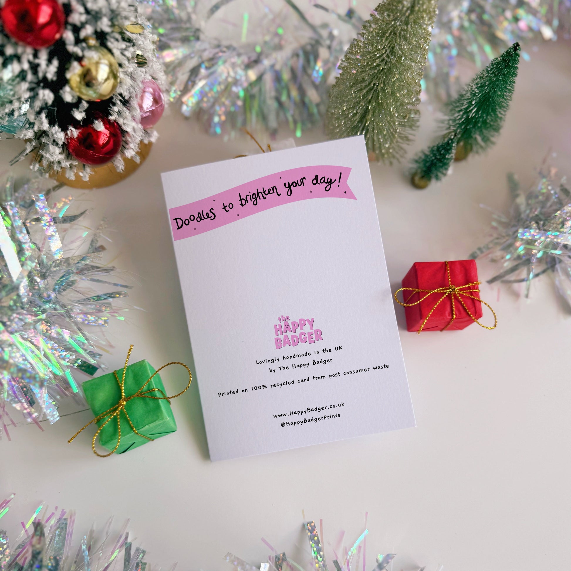 The back of our pastel coloured christmas cards.