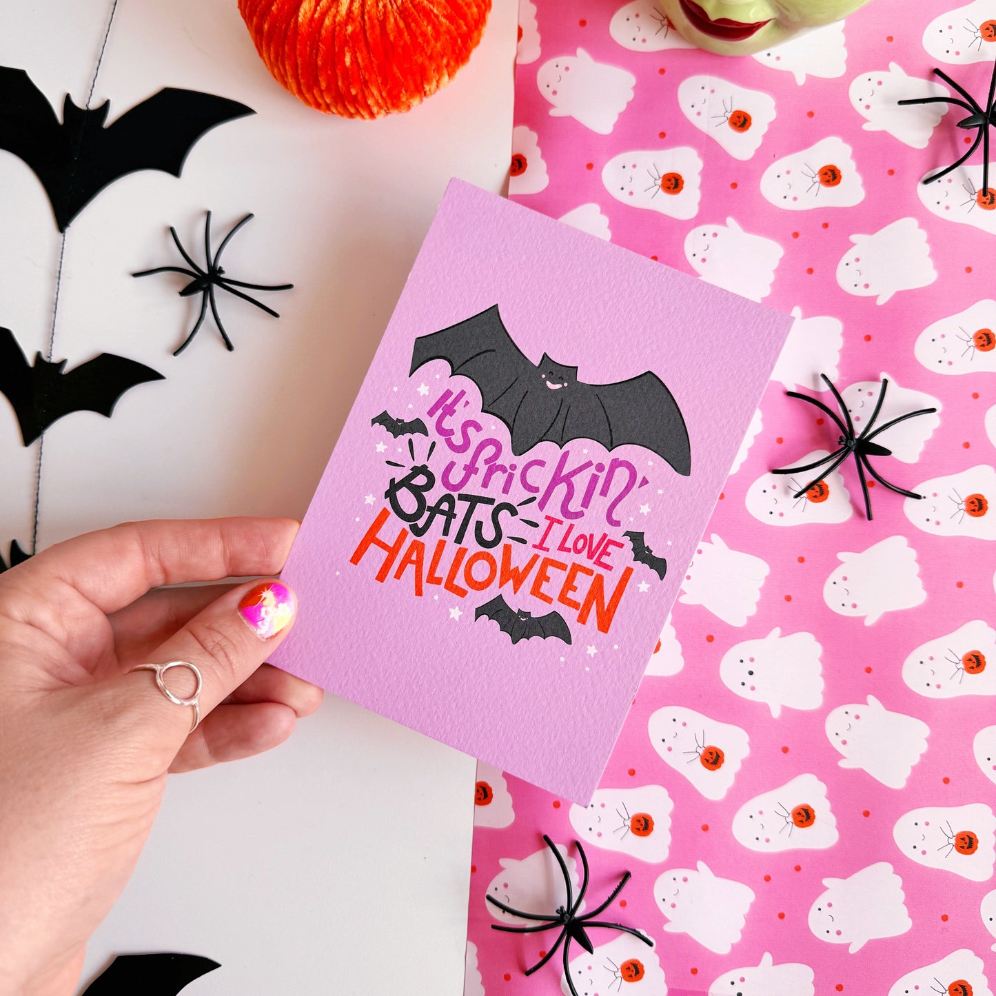 It's Frickin' Bats, I Love Halloween Postcard - Textured A6 Postcard
