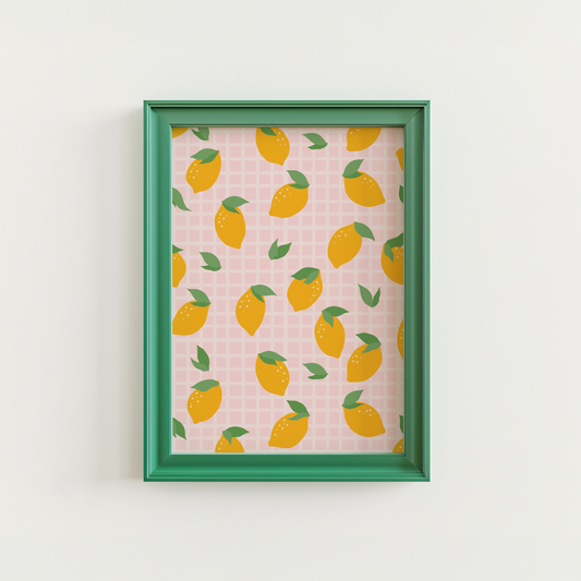 Lemon Pattern Print - Fruit Illustration Wall Art