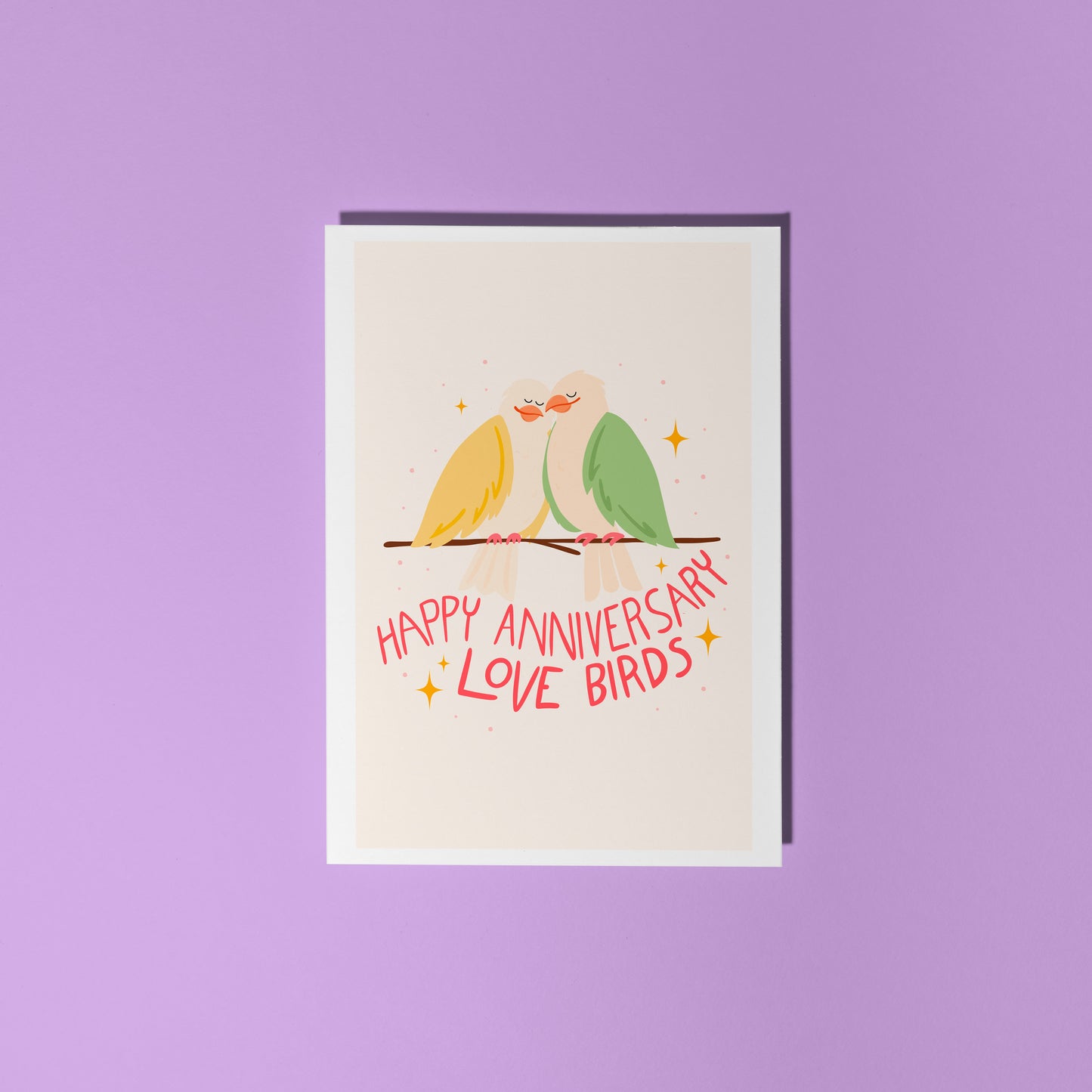 Happy Anniversary Love Birds Card - A6 Greetings Card