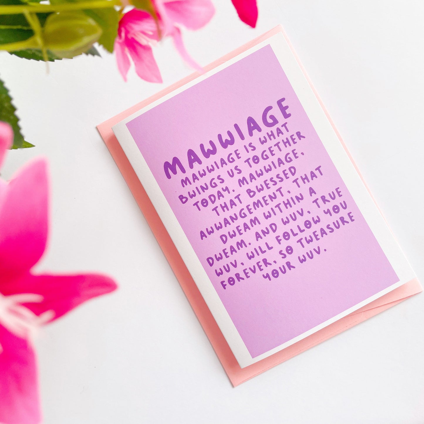 A colourful greetings card, for weddings or engagements, with a quote from the film 'The Princess Bride'.
