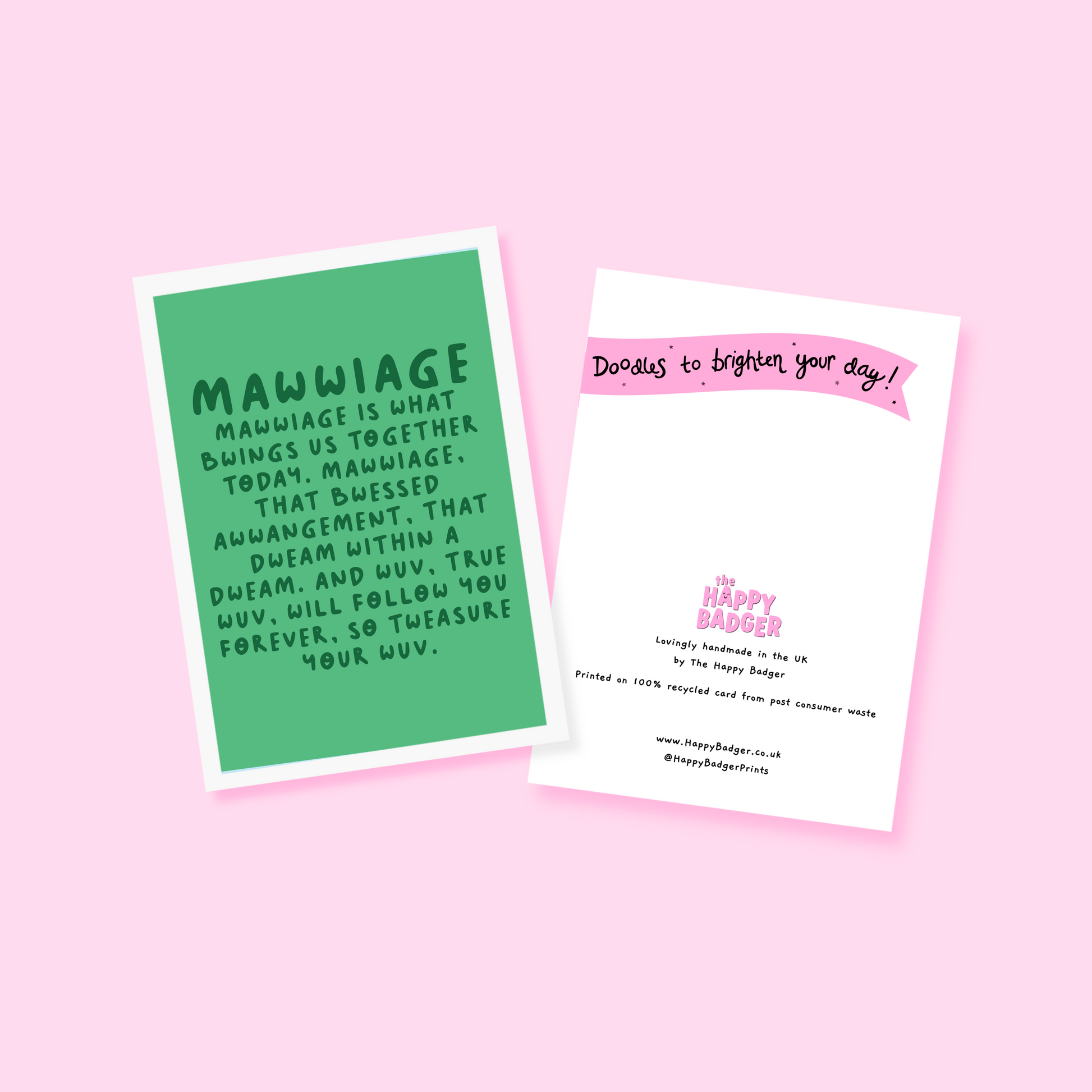 A colourful greetings card, for weddings or engagements, with a quote from the film 'The Princess Bride'.