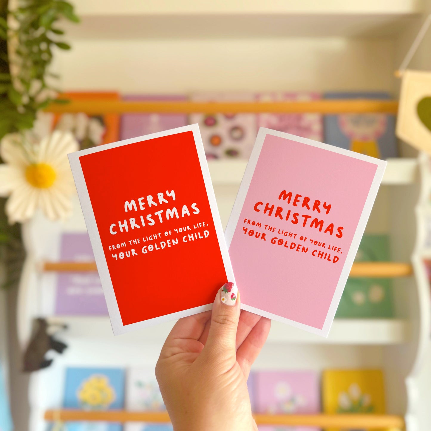 Funny Favourite Child Christmas Card (Red) - A6 Greeting Card with Envelope
