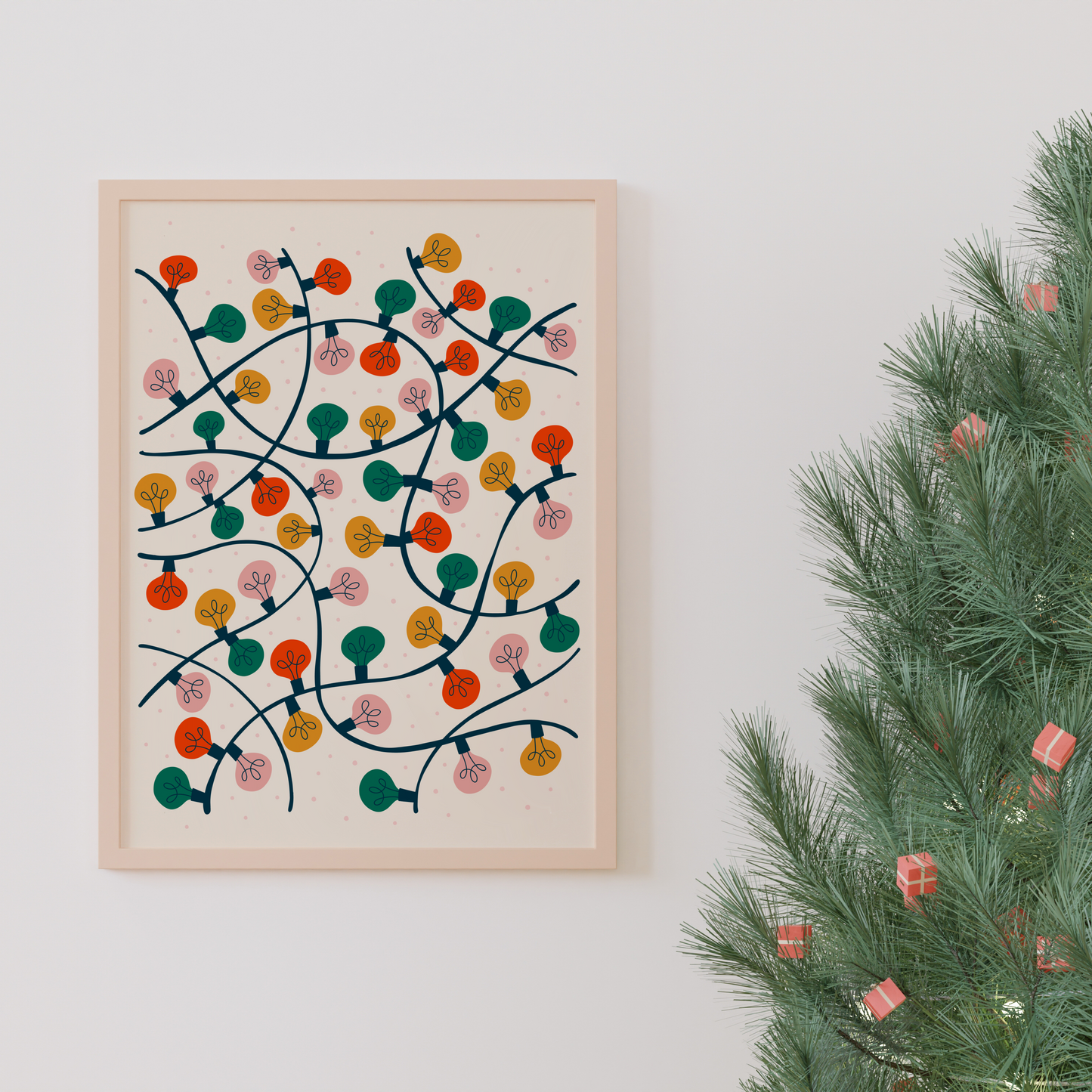 Christmas Lights Print - Festive Wall Art