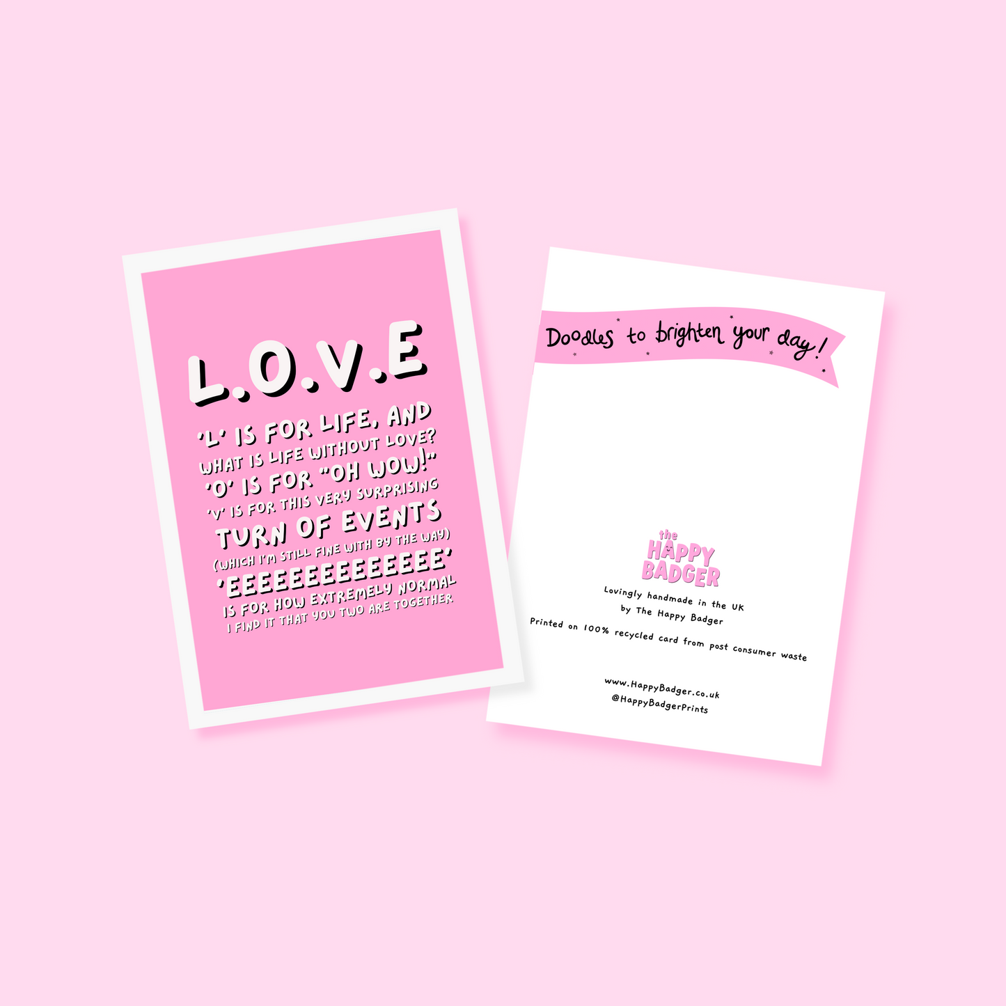 A pink greetings card, perfect for engagements or weddings, with a quote said by Ross Gellar in friends.