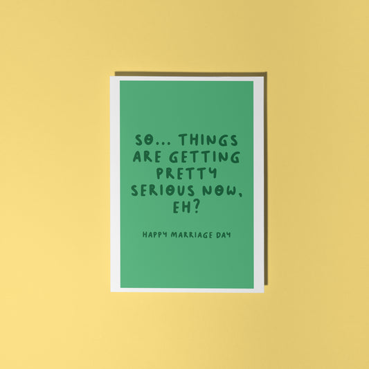 Funny Wedding Day Card - Green - A6 Greeting Card