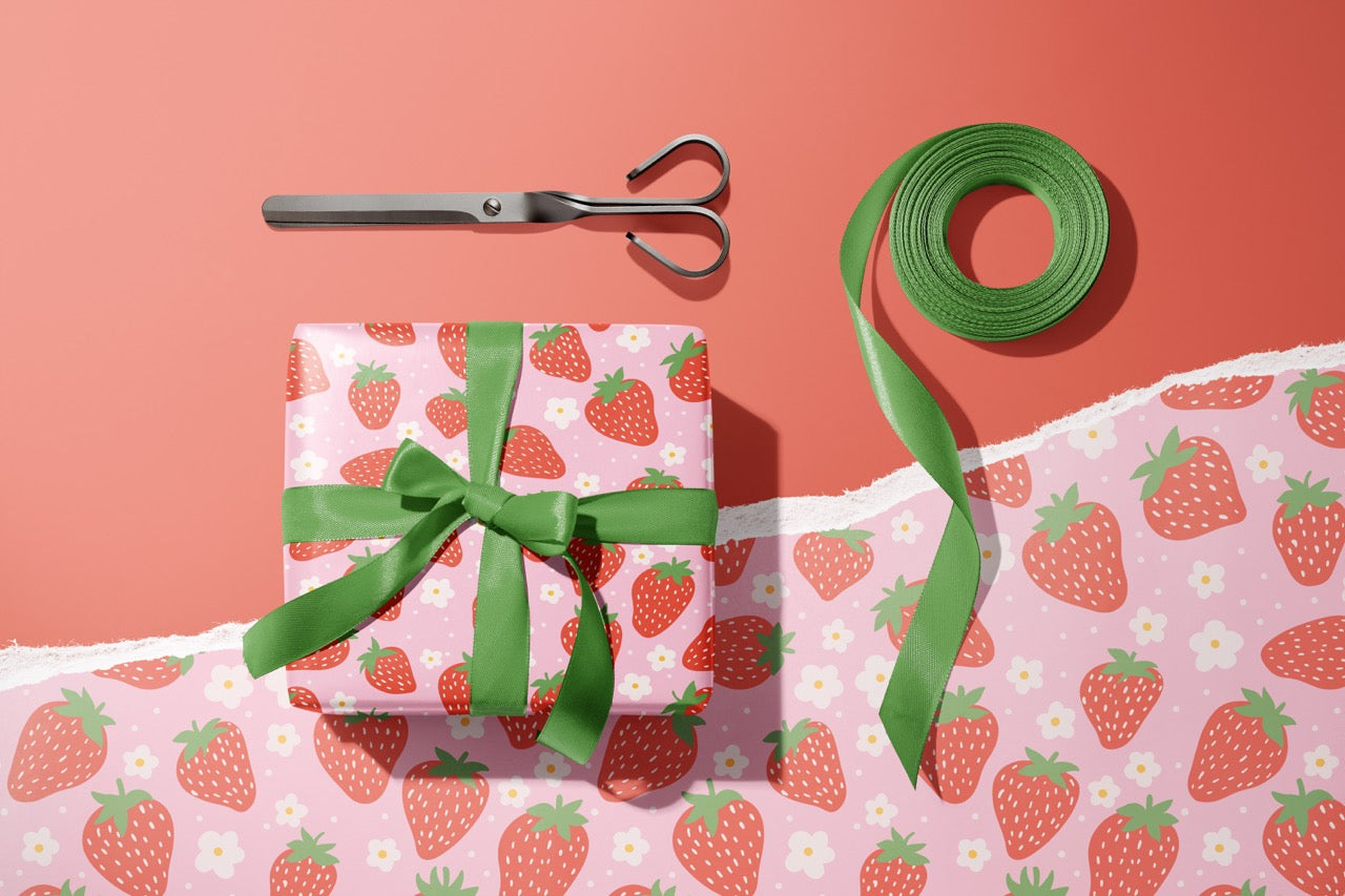 Strawberry Pattern Gift Wrap - 50x70cm Sheets