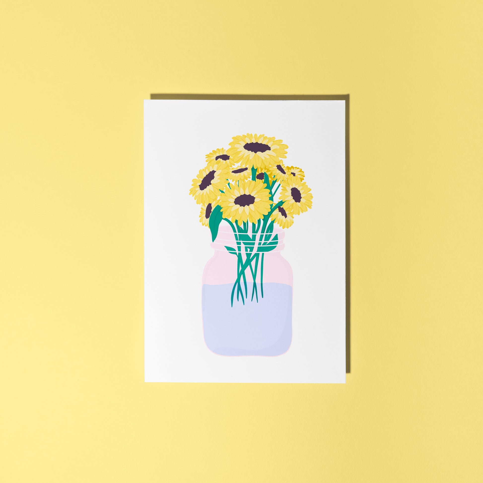 A greetings card with a bouquet of flowers, the card is otherwise blank to convey any sentiment.