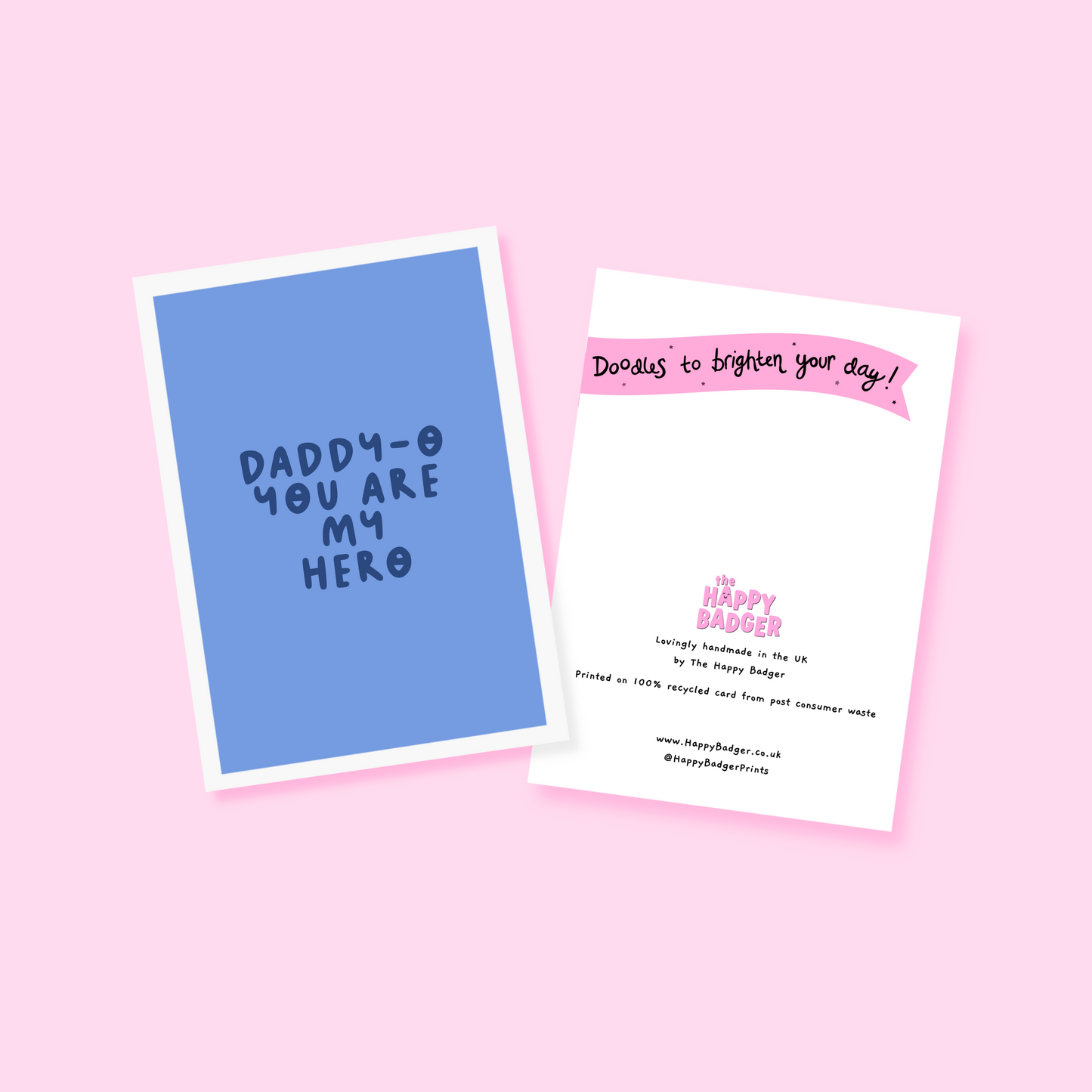 Daddy-o You Are My Hero - Father's Day Card - Blue A6 Greetings Card
