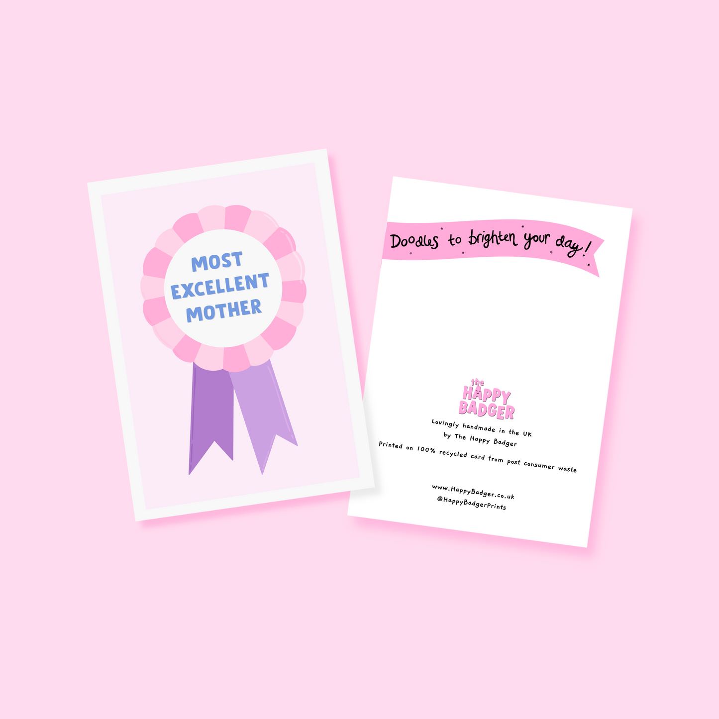 Most Excellent Mother Award Card - A6 Greetings Card