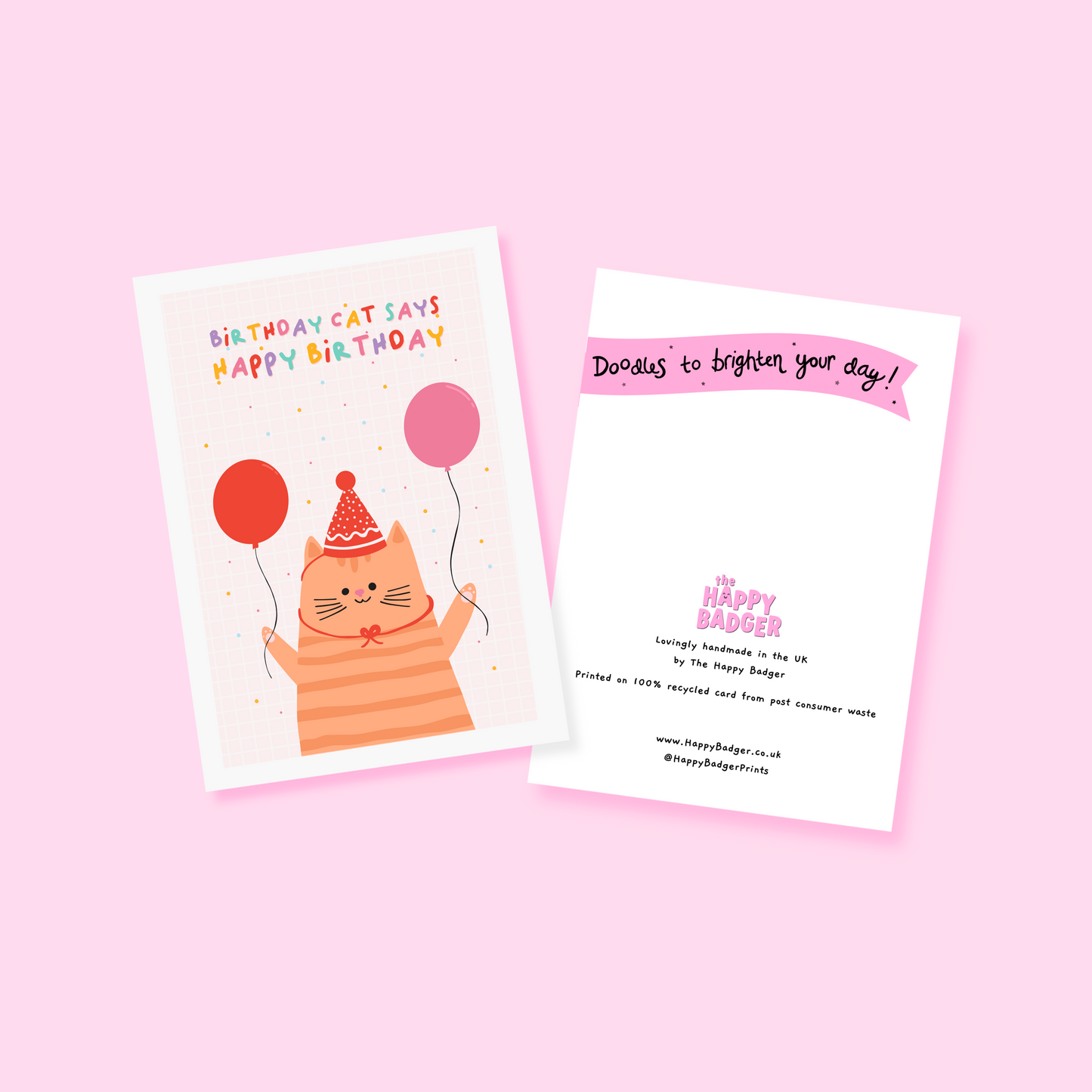 Birthday Cat Card - A6 Greetings Card