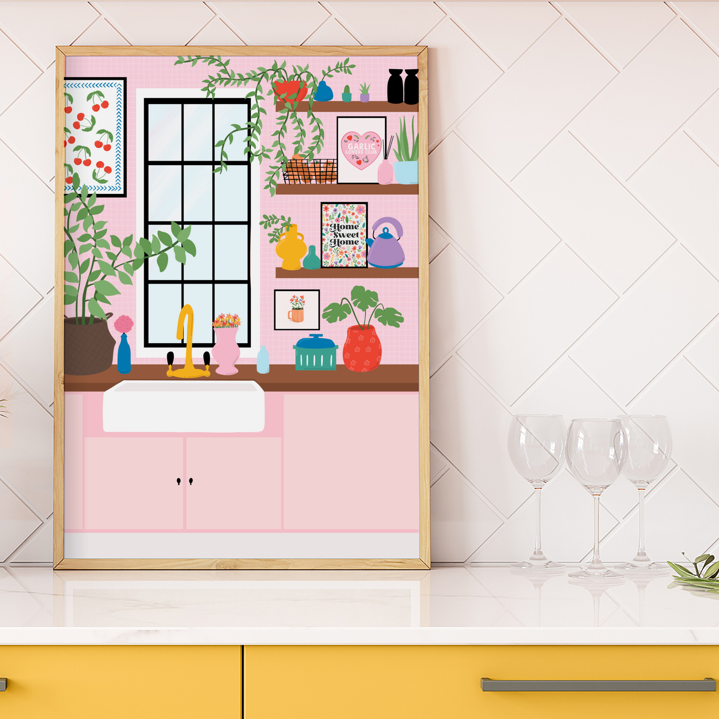 Pink Kitchen Print