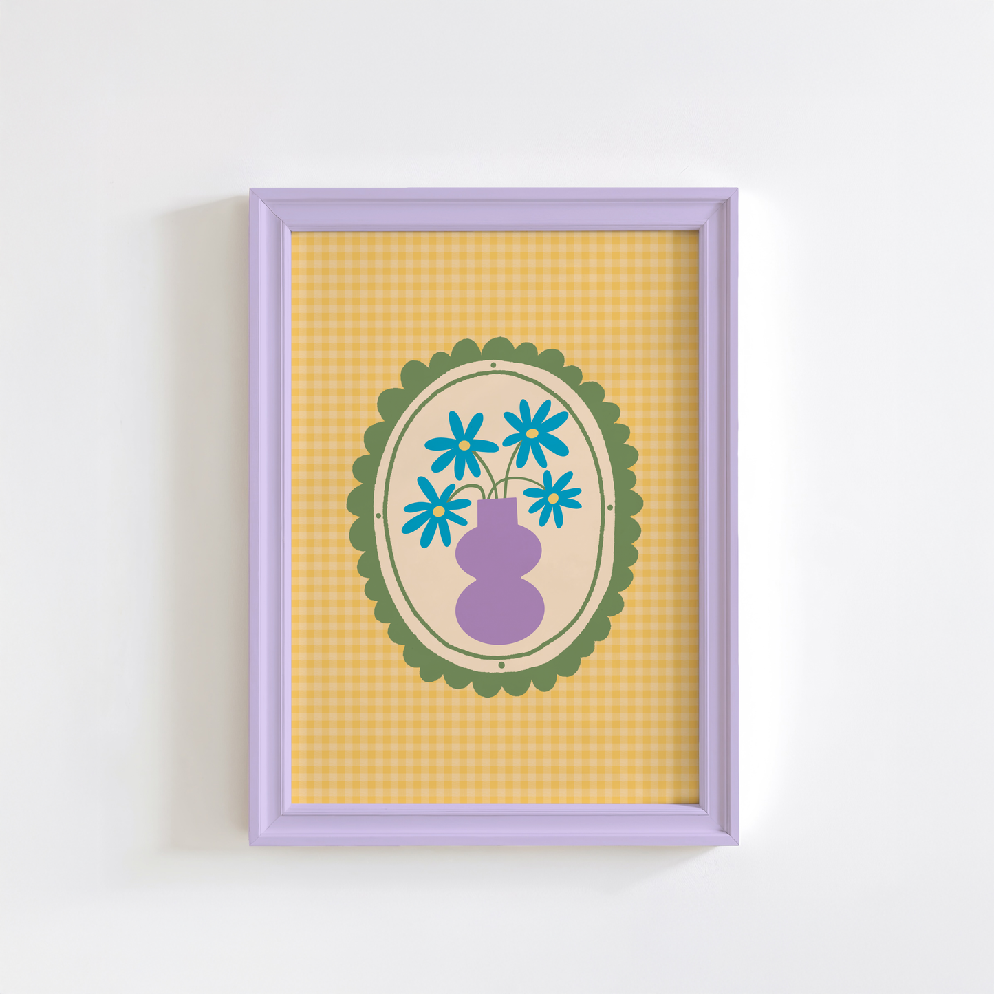 Quirky Floral Vase Print in Yellow
