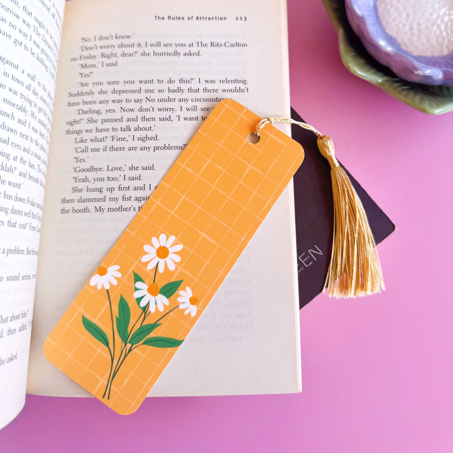 Daisy & Thistle Bookmark - Yellow Illustrated Bookmark with Co-Ordinating Tassel