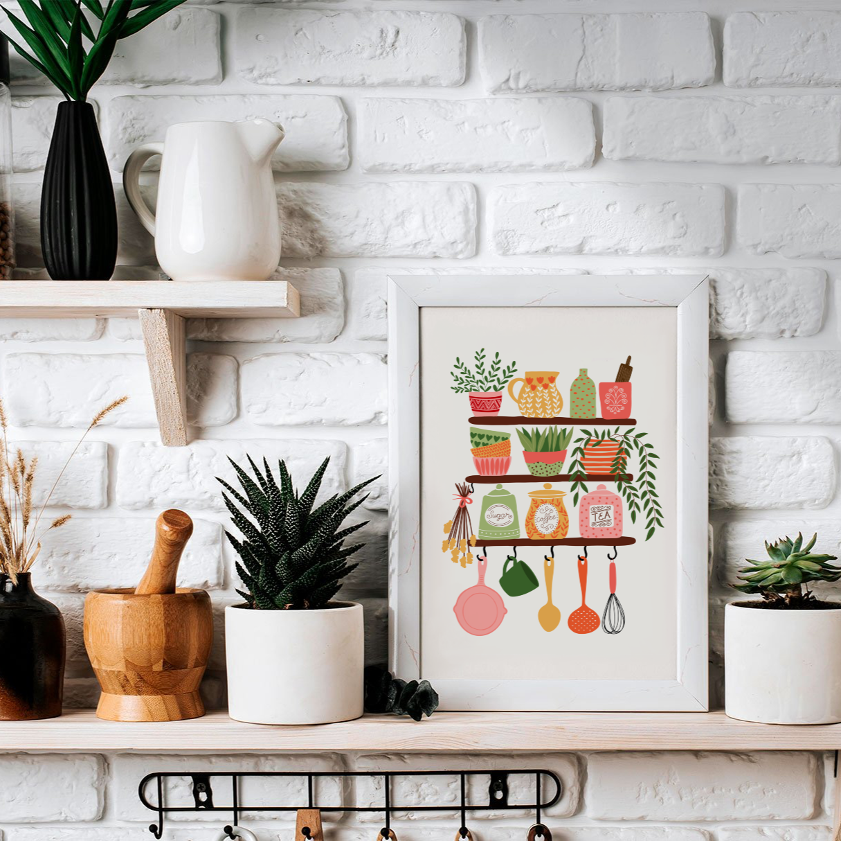 Kitchen Shelves Print - Kitchen Shelfie Art