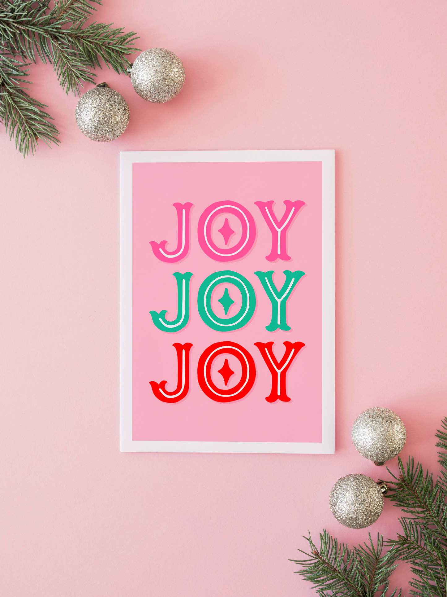 Christmas Joy Print - Pink Festive Wall Art
