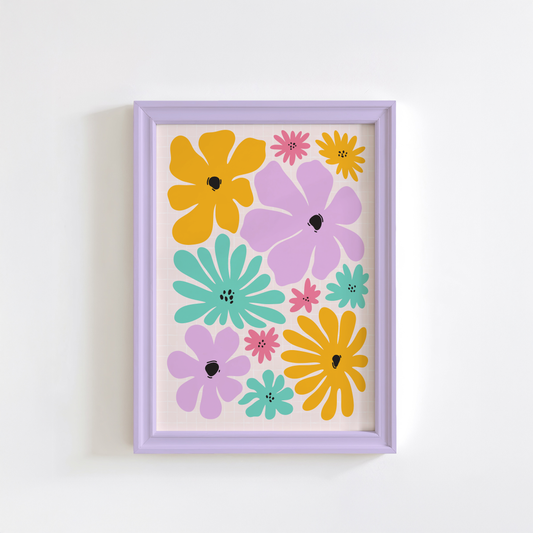 Colourful Abstract Flowers Print
