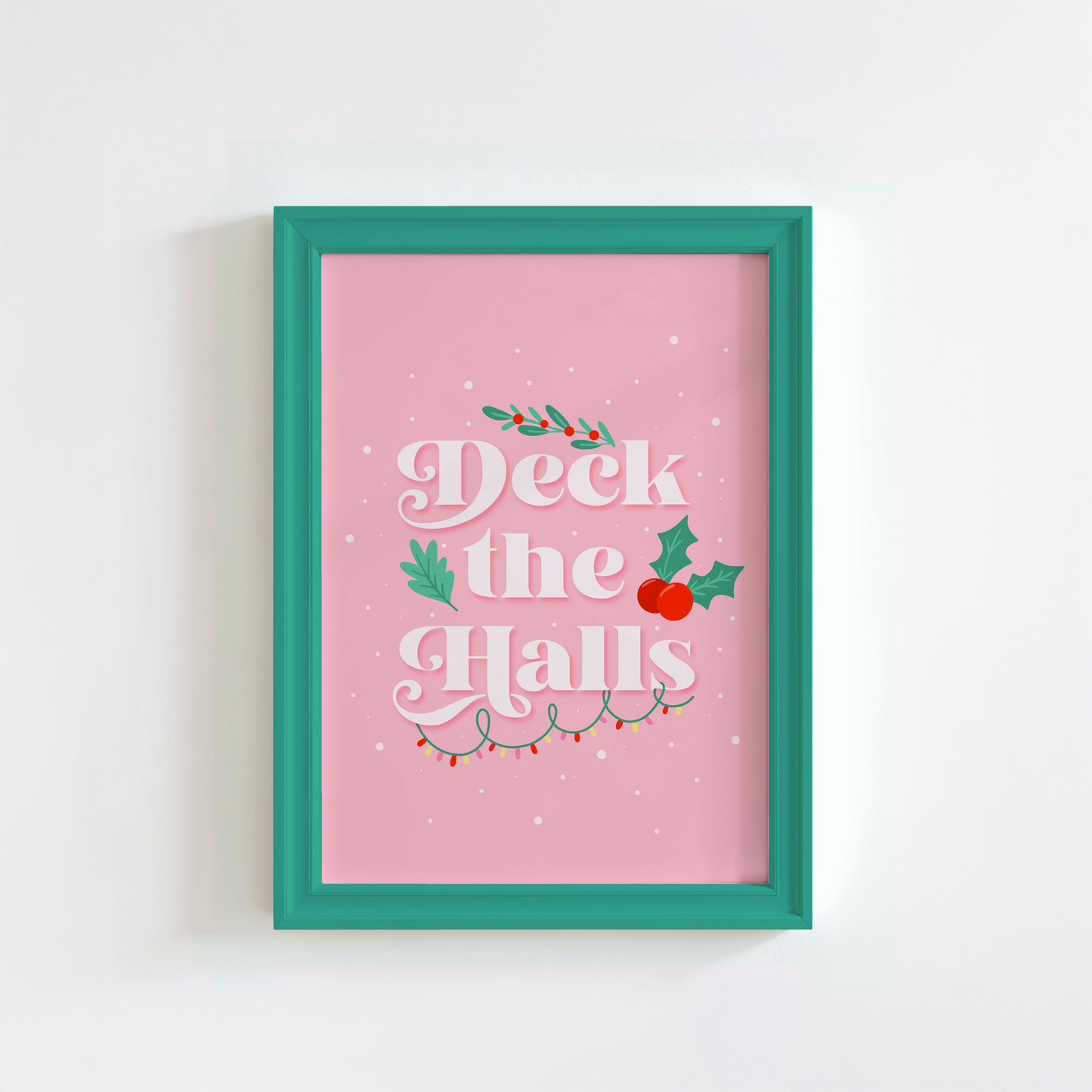 Deck The Halls Print - Pink Festive Wall Art