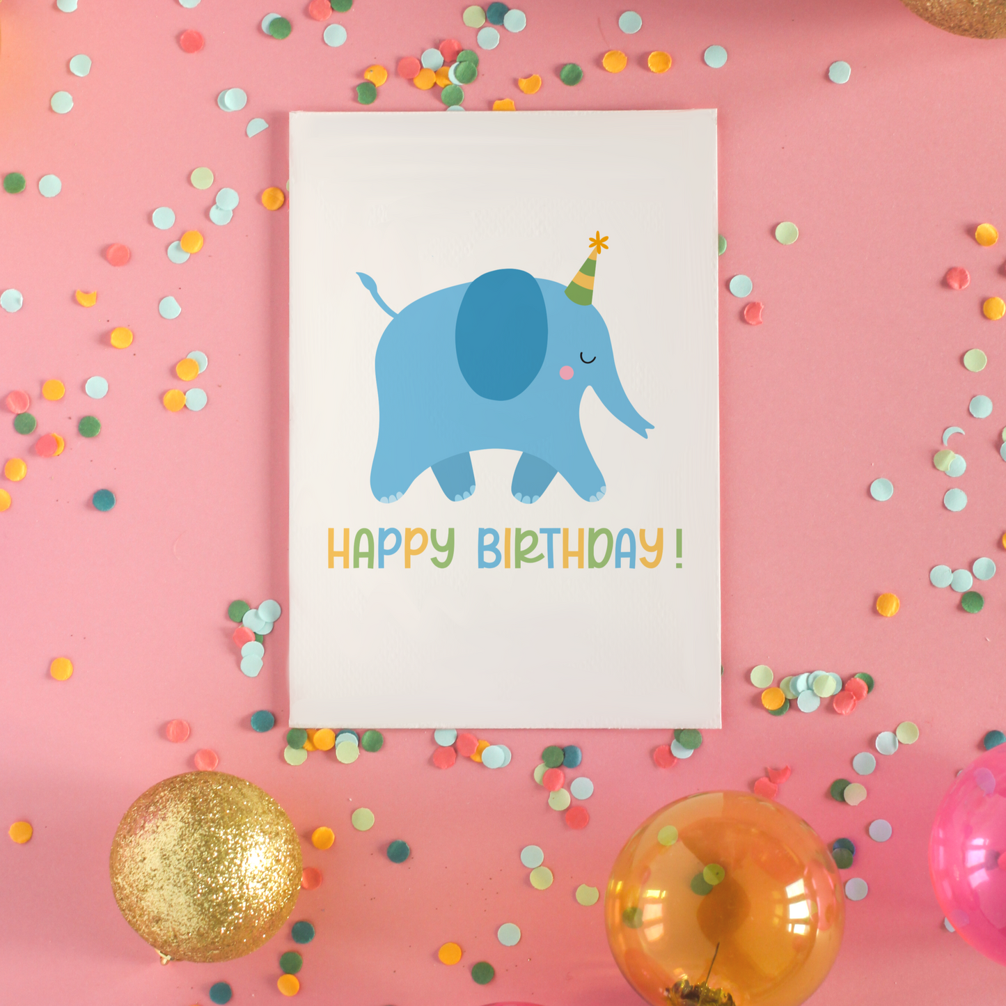 Kids Elephant Birthday Card - A6 Greetings Card