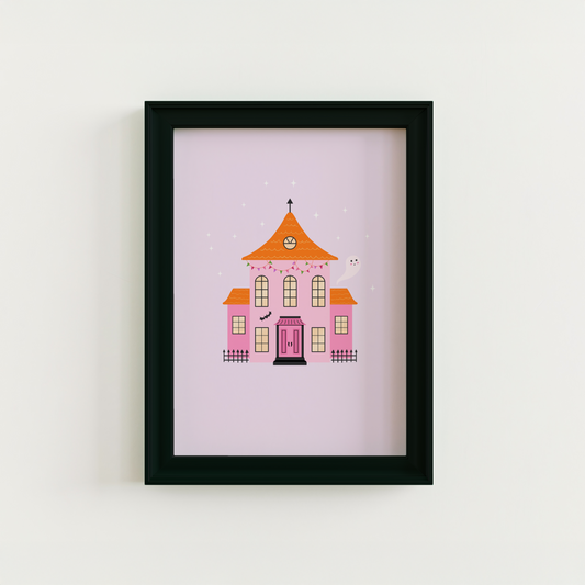 Haunted House Print - Pastel Spooky Wall Art
