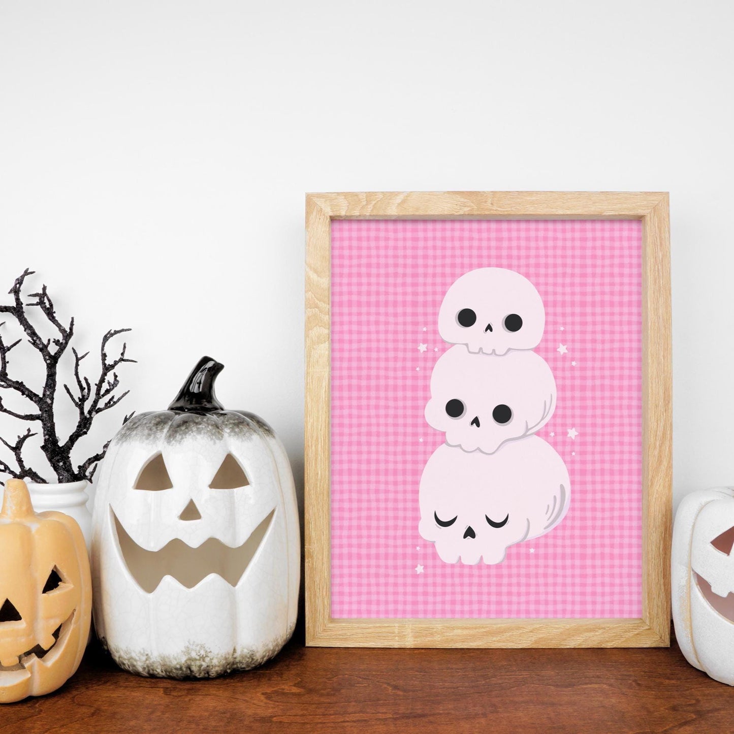 Skull Print - Cute Pink Halloween Decor