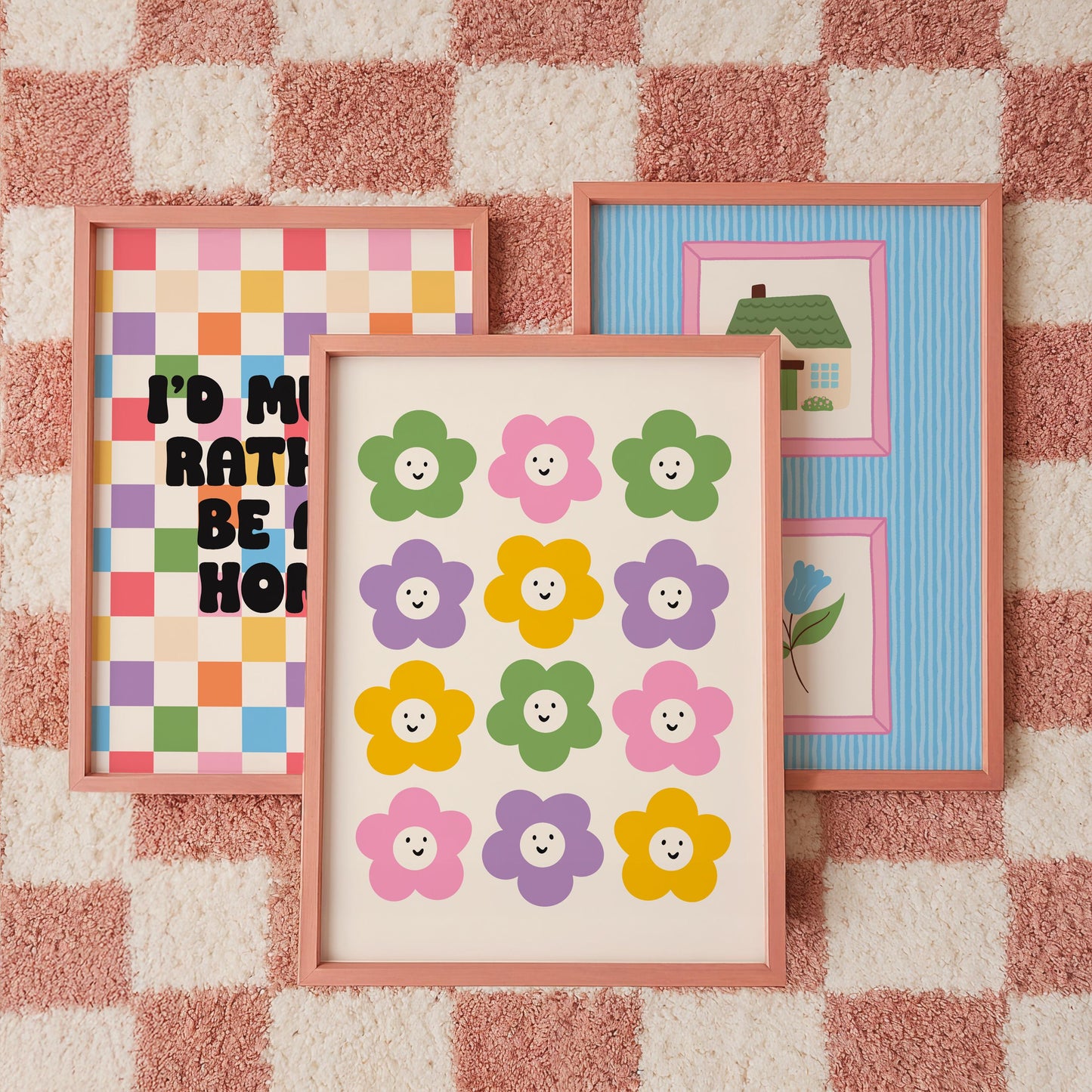 Smiling Daisies Print - Colourful Happy Wall Art