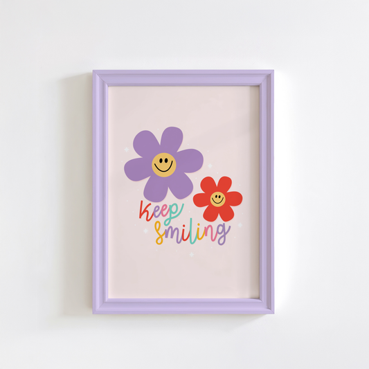 Keep Smiling Print - Positive Quote Art
