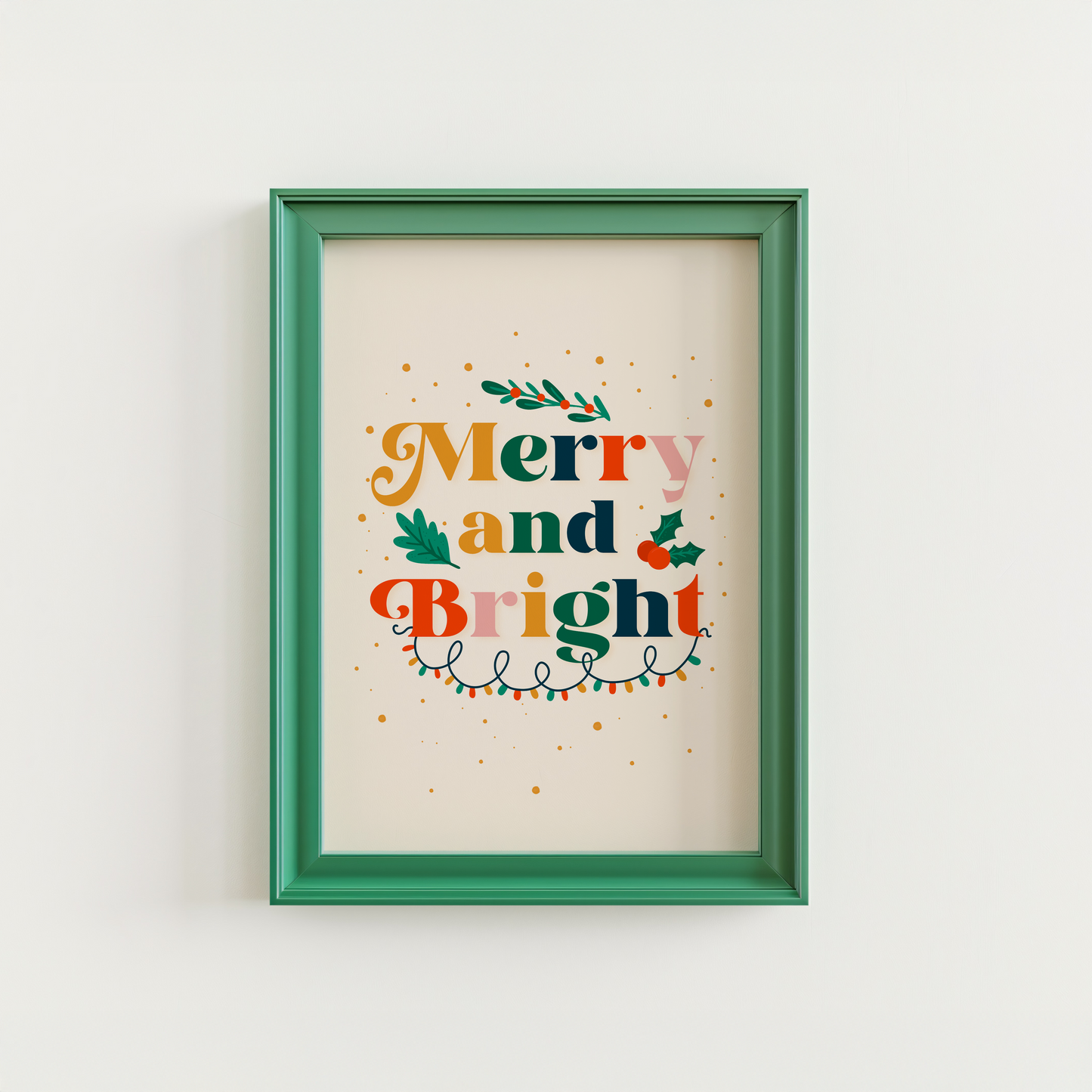 Merry and Bright Print - Traditional Festive Wall Art