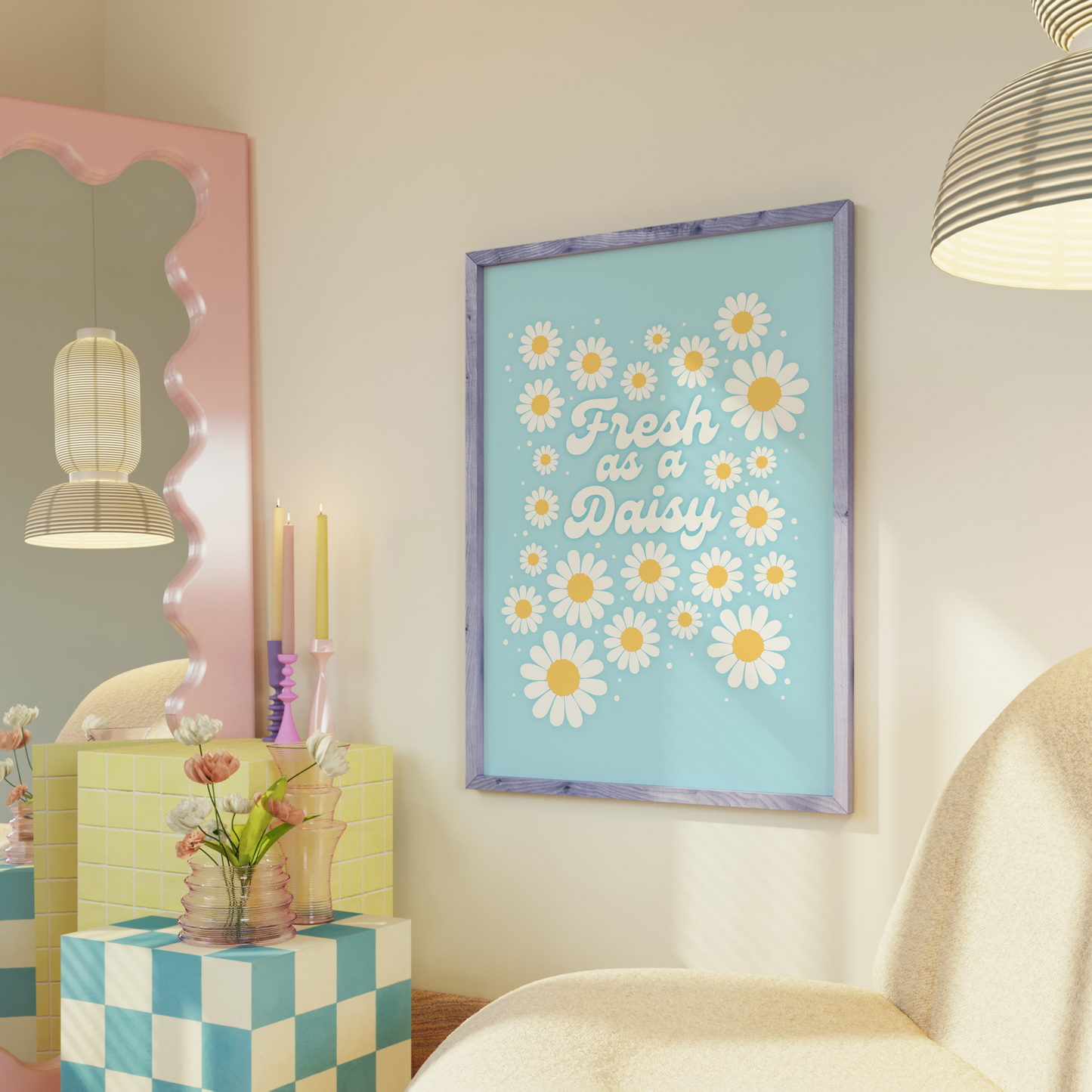 Fresh As A Daisy Print in Pale Blue