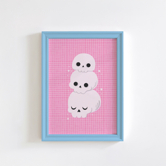 Skull Print - Cute Pink Halloween Decor