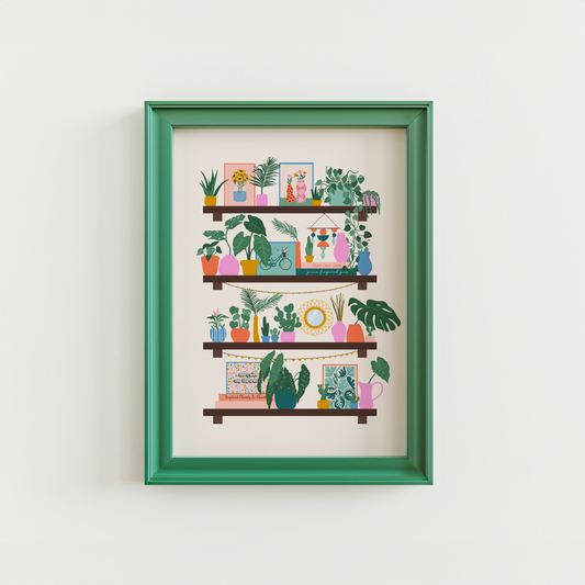 Plants on Shelves Print - Plant Lover Wall Art