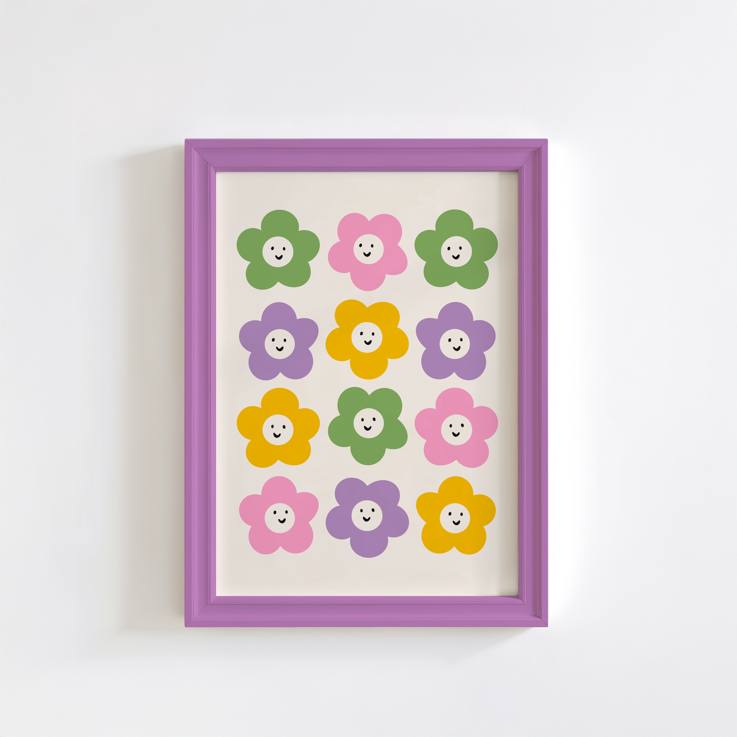 Smiling Daisies Print - Colourful Happy Wall Art