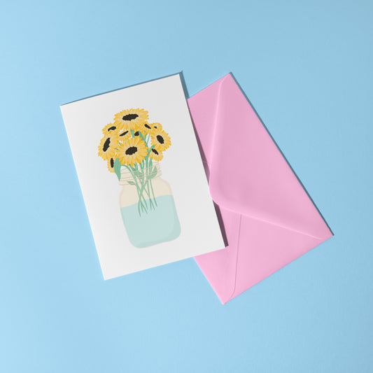 Sunflowers In A Vase A6 Greetings Card