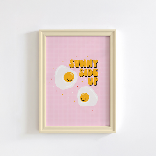 Sunny Side Up Quote Art Print – Pink Kitchen Wall Art