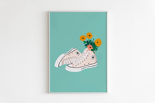 Daisy Converse Print in Teal
